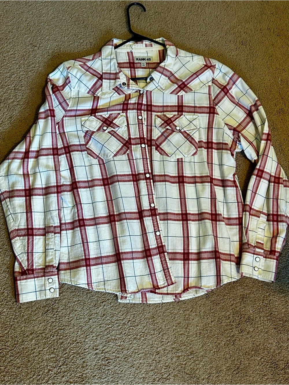 Women’s Red Plaid Button-Up Shirt